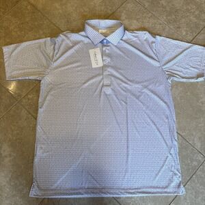 Collars and Co Dress Collar Relaxed Fit Blue White Wheels Polo Shirt Mens 2XL